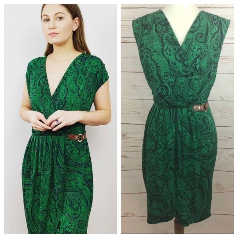 Michael Kors Paisley Surpluce Faux Wrap Dress - Picture 2 of 11